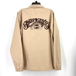 Sancho's Tacos Jefe Grande Logo Windbreaker Jacket Mens Size Large Beige